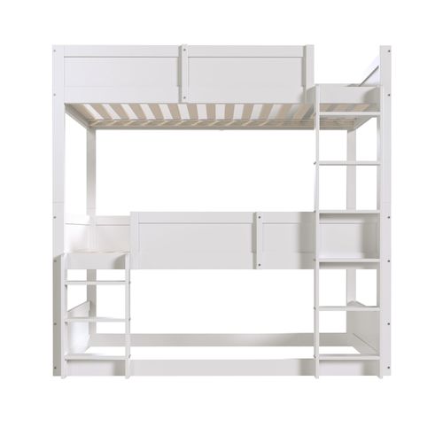 Lit Superposé 90x200 Cm Avec Structure En Bois Blanc