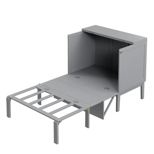 lit rabattable 90x200 Cm Avec Structure Murale Gris