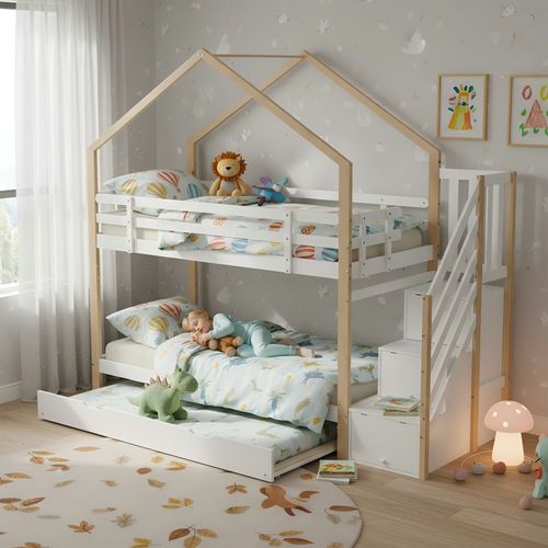 Lit Superposé 90x200 Cm Avec Lit Gigogne 90x190 Cm