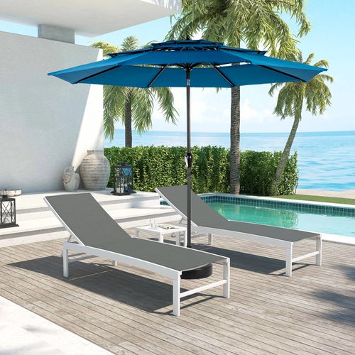 Parasol Double 14,8 Ft Avec Structure En Acier Bleu Foncé