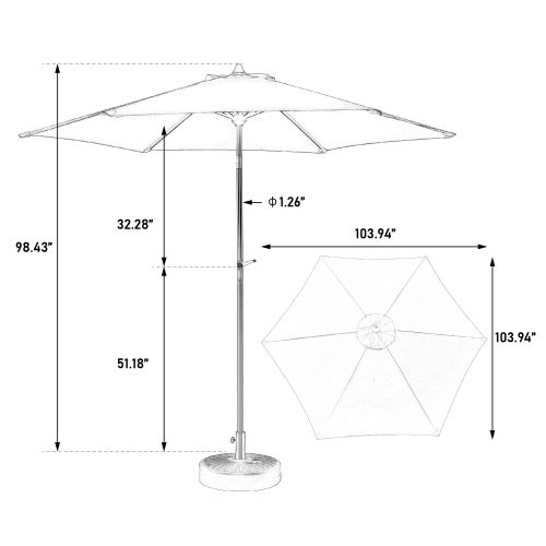 Parasol Double 9 Ft Avec Manivelle Et Mât En Acier Coloris Kaki
