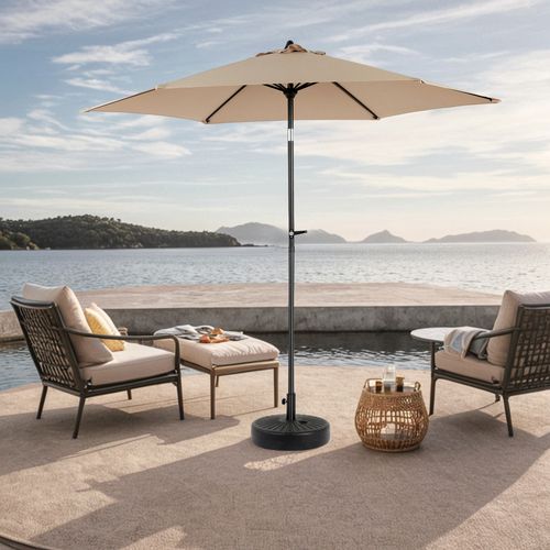 Parasol Double 9 Ft Avec Manivelle Et Mât En Acier Coloris Kaki