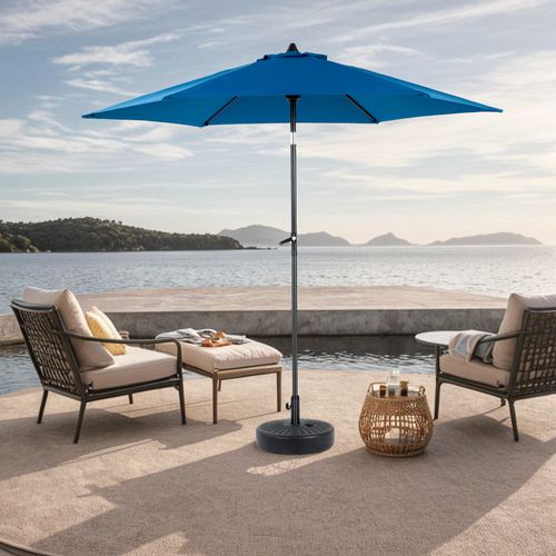 Parasol Double 9 Ft Avec Structure En Acier Bleu Foncé