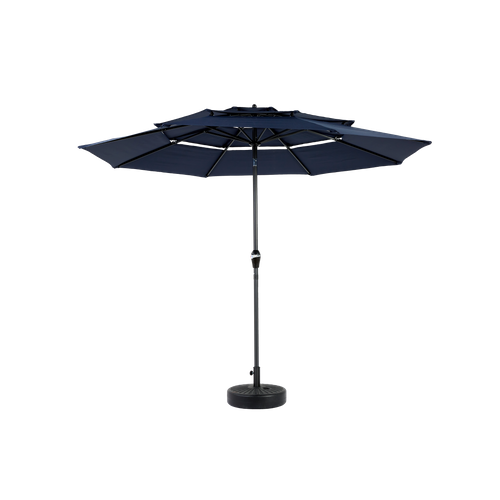Parasol Double 14,8 Ft Avec Structure En Acier Bleu Marine