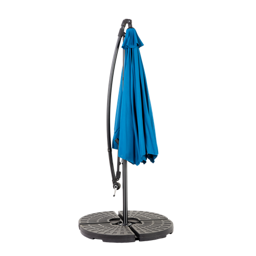 Parasol Double 14,8 Ft Avec Mât En Acier Bleu Marine