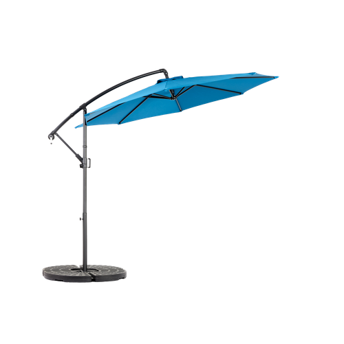 Parasol Double 14,8 Ft Avec Mât En Acier Bleu Marine