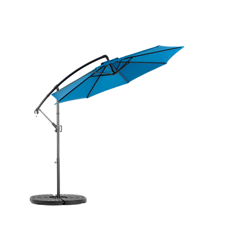 Parasol Double 14,8 Ft Avec Mât En Acier Bleu Marine