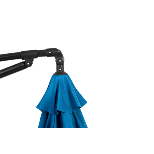 Parasol Double 14,8 Ft Avec Mât En Acier Bleu Marine