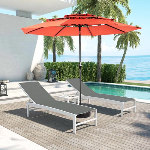Parasol Double 14,8 Ft Avec Structure En Acier Orange