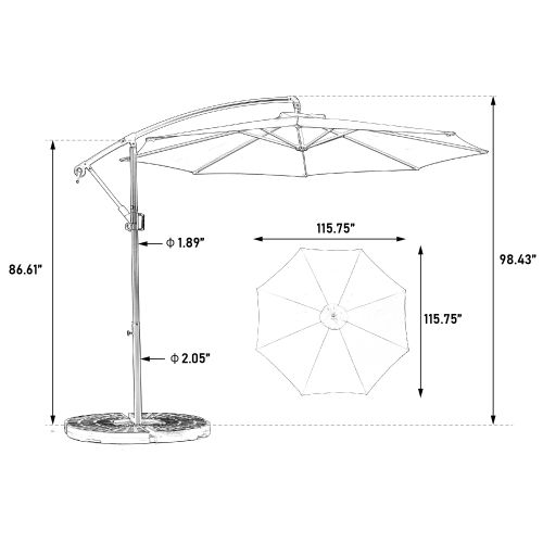 Parasol Double 14,8 Ft Avec Mât En Acier Bleu Marine