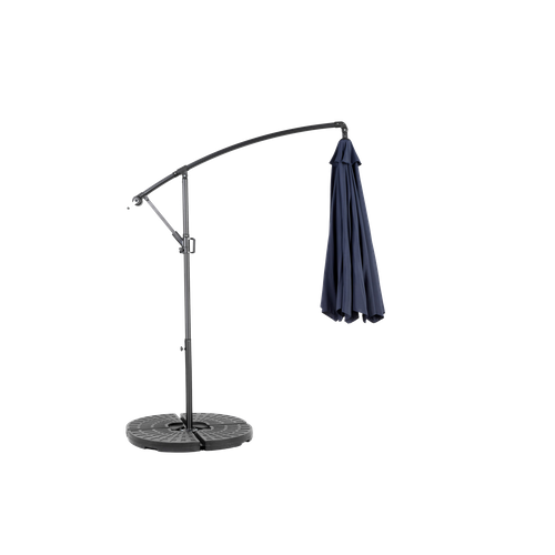 Parasol Double 14,8 Ft Avec Mât En Acier Bleu Marine