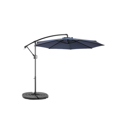 Parasol Double 14,8 Ft Avec Mât En Acier Bleu Marine