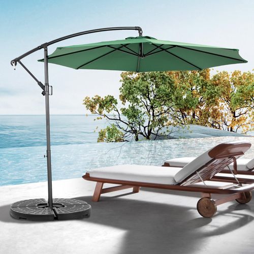 Parasol Déporté 14,8 Ft Avec Mât En Acier Vert Foncé