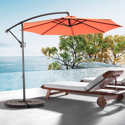 Parasol Double 14,8 Ft Avec Mât En Acier Orange