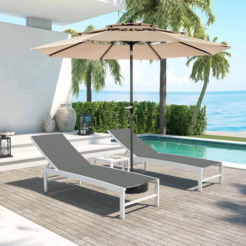 Parasol Double 14,8 Ft Avec Structure En Acier Kaki