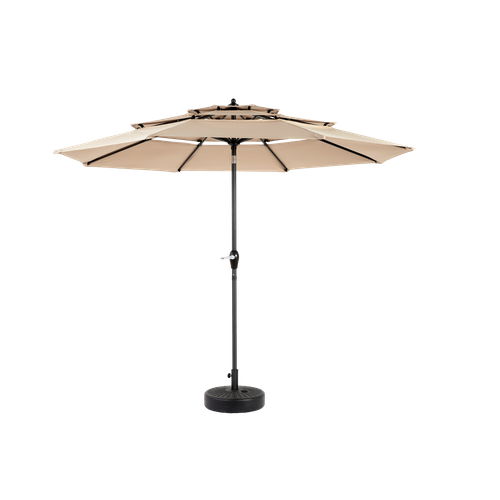 Parasol Double 14,8 Ft Avec Structure En Acier Kaki