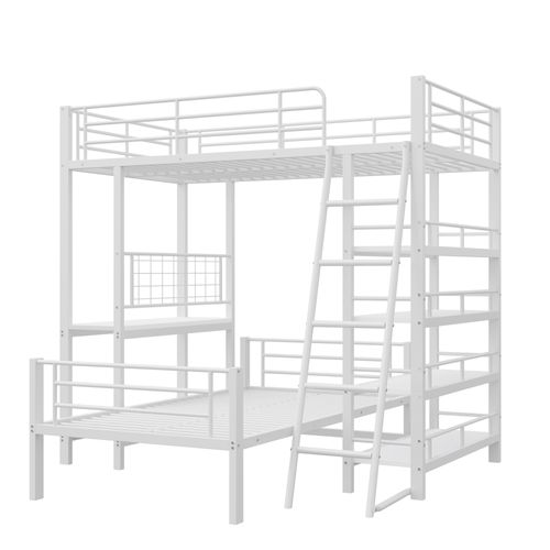 Lit Mezzanine 90x200 Cm Avec Structure En Métal Blanc