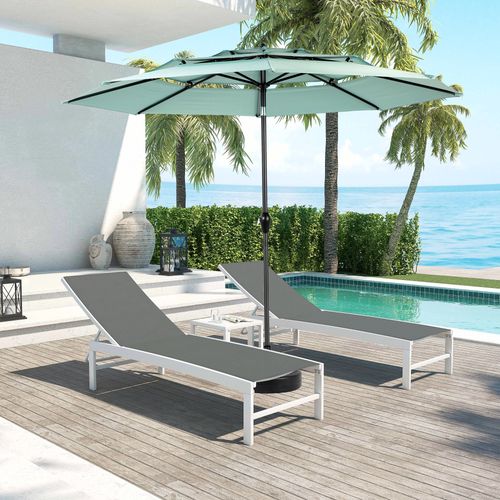 Parasol Double 14,8 Ft Avec Structure En Acier Vert Clair