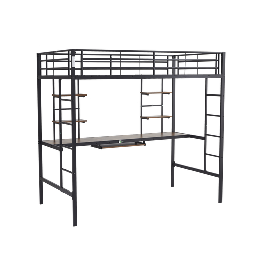 Lit Mezzanine 90x190 Cm Avec Structure Métallique Noir
