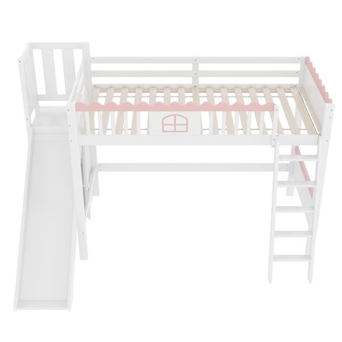 Lit Mezzanine 90x200 Cm Avec Structure En Pin Blanc