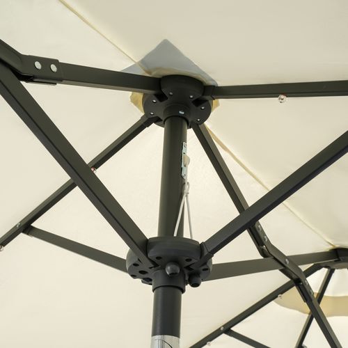 Parasol Double 292x150x218 Cm Avec Structure En Acier LED Solaire Beige