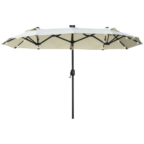 Parasol Double 292x150x218 Cm Avec Structure En Acier LED Solaire Beige