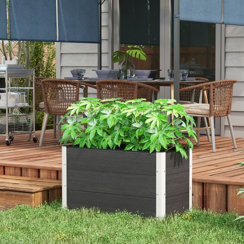 Carré Potager 100x50x55,5 Cm Avec Structure En Wpc Et Aluminium Gris