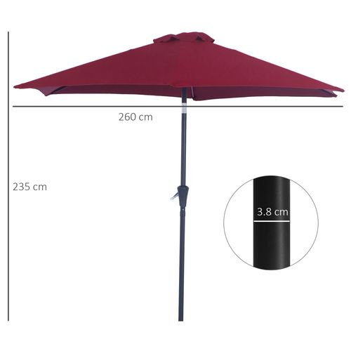 Parasol Déporté D.2,6 M Avec Structure En Aluminium Rouge