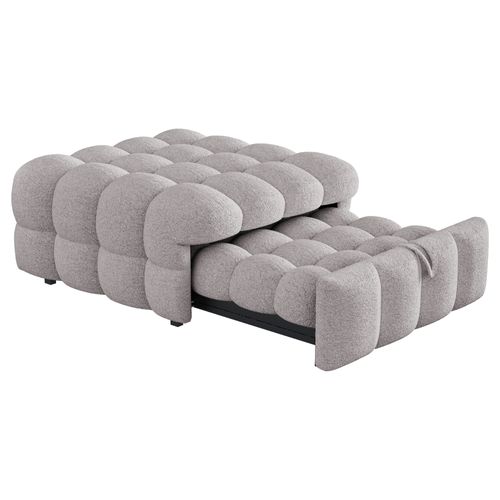 Canapé-lit 183 X 76 Cm Avec Structure Convertible Tissu Teddy Gris