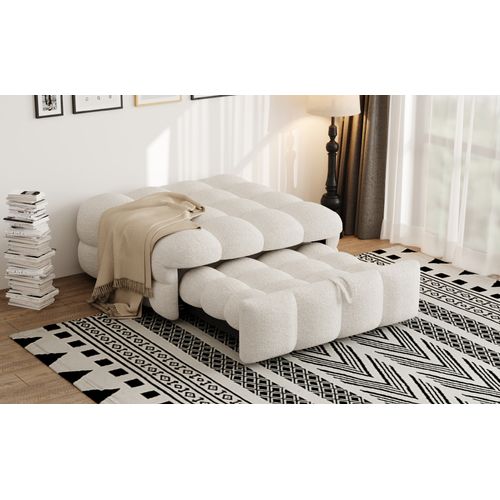 Canapé-lit 183x76 Cm Avec Structure Convertible Tissu Teddy Beige