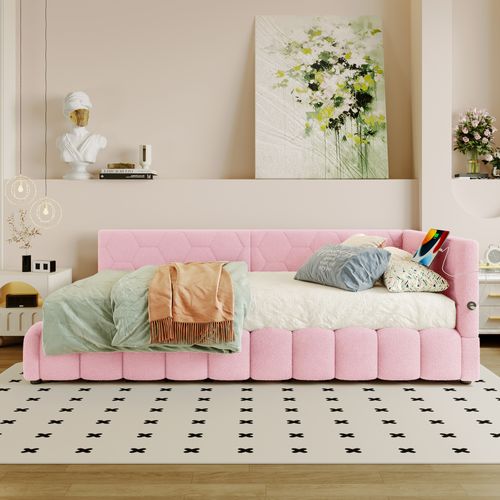 Lit Coffre 90x200 Cm Avec Structure Avec Rangement Hydraulique Velours Rose