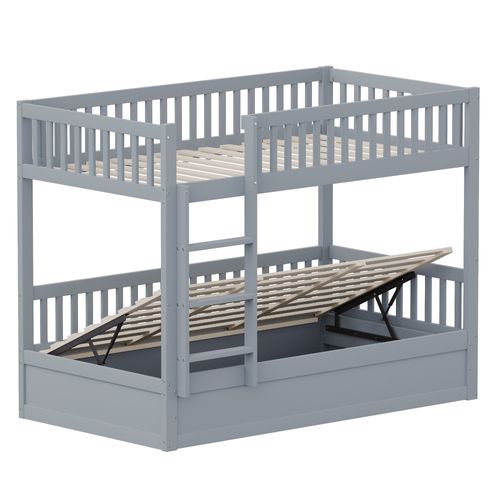 Lit Superposé 90x200 Cm Avec Structure En Bois Gris