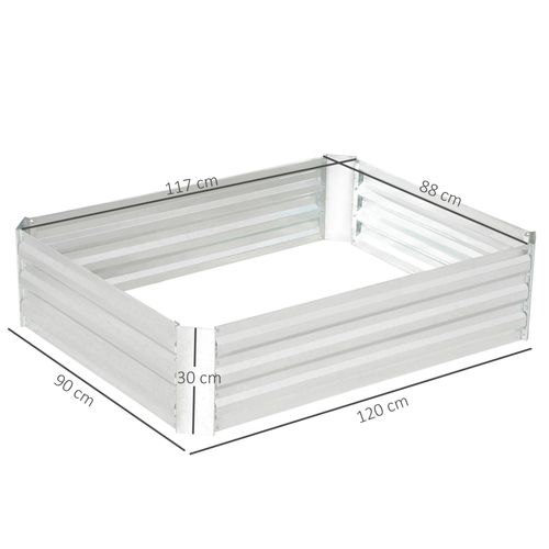Carré Potager 120x90x30 Cm Avec Structure En Acier Galvanisé Argent