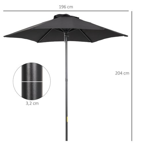 Parasol D.196 Cm Avec Ouverture Push Tissu Noir