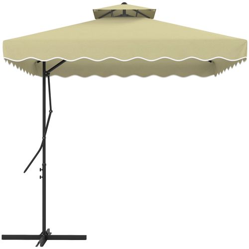 Parasol Déporté 243x243 Cm Avec Mât Latéral Beige