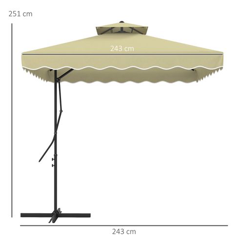 Parasol Déporté 243x243 Cm Avec Mât Latéral Beige