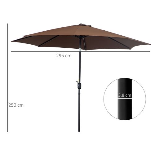 Parasol D.2,95 X H2,5 M Avec Mât En Acier Inclinable Coloris Coffee