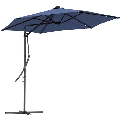 Parasol Déporté D.290x260 Cm Avec Mât En Acier Bleu
