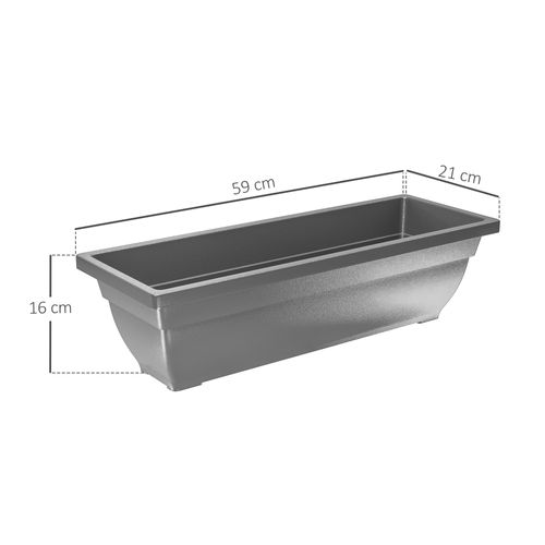 Lot De 5 Pots De Fleurs 59x21x16 Cm Avec Structure Empilable Gris