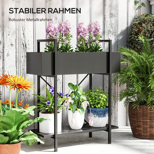 Étagère à Plantes 60x25x70 Cm Avec Structure En Métal Noir