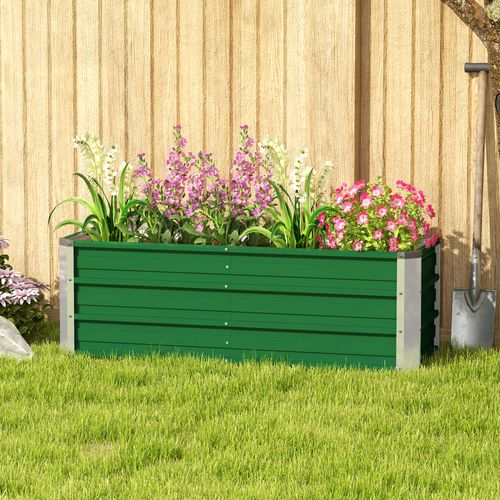 Carré Potager 125x47x40 Cm Avec Structure En Acier Vert