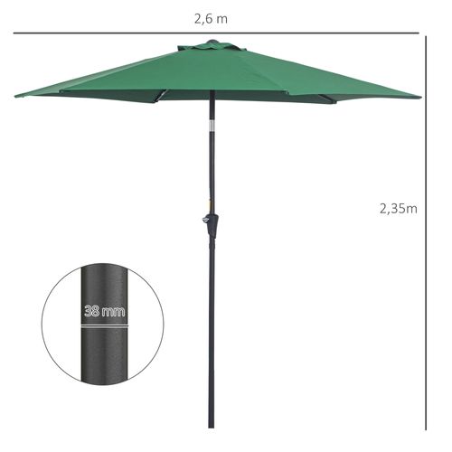 Parasol D.2,6 M Avec Structure En Aluminium Vert Foncé
