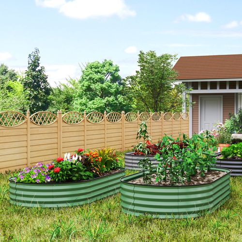 Lot De 2 Bacs Surélevés 181x93x30 Cm Avec Structure En Acier Vert