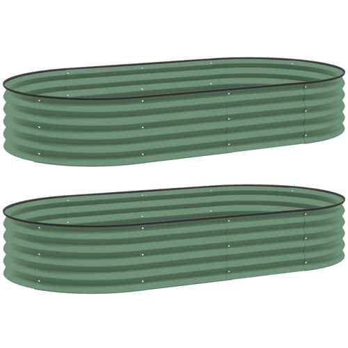 Lot De 2 Bacs Surélevés 181x93x30 Cm Avec Structure En Acier Vert