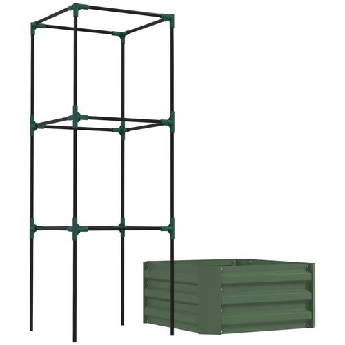 Bac Surélevé 61x61x140 Cm Avec Structure En Acier Grillage Réglable Vert