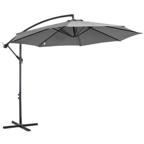 Parasol Déporté Avec Manivelle Avec Mât En Acier Gris En Polyester