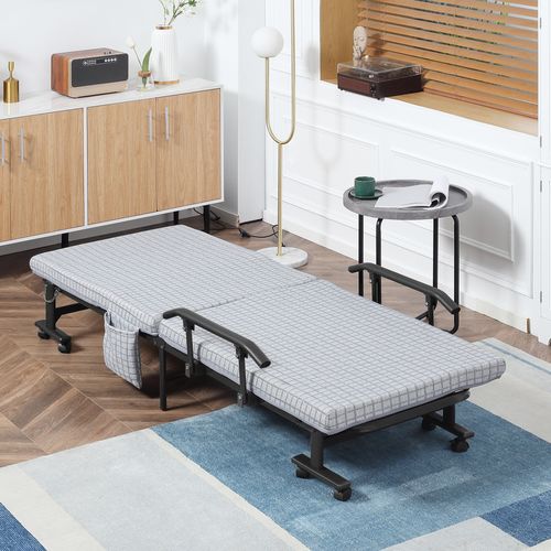 Lit Pliant 190x76 Cm Avec Structure En Acier Gris Clair