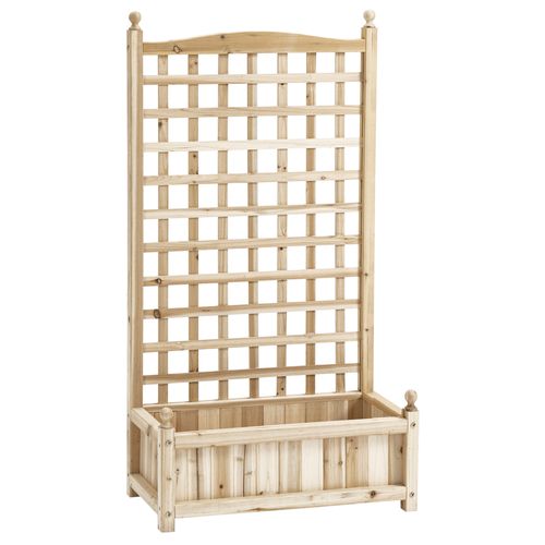 Bac à Plantes 64x28x120 Cm Avec Treillis En Bois Coloris Bois Naturel