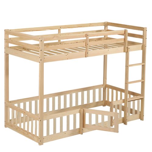 Lit Superposé 90x200 Cm Avec Structure En Bois Naturel