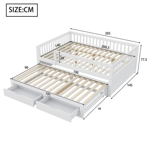 lit gigogne 140x200 Cm Avec Lit Gigogne Sur Roulettes Blanc